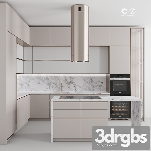 Kitchen 118 White Marble 3dsmax Download - thumbnail 1