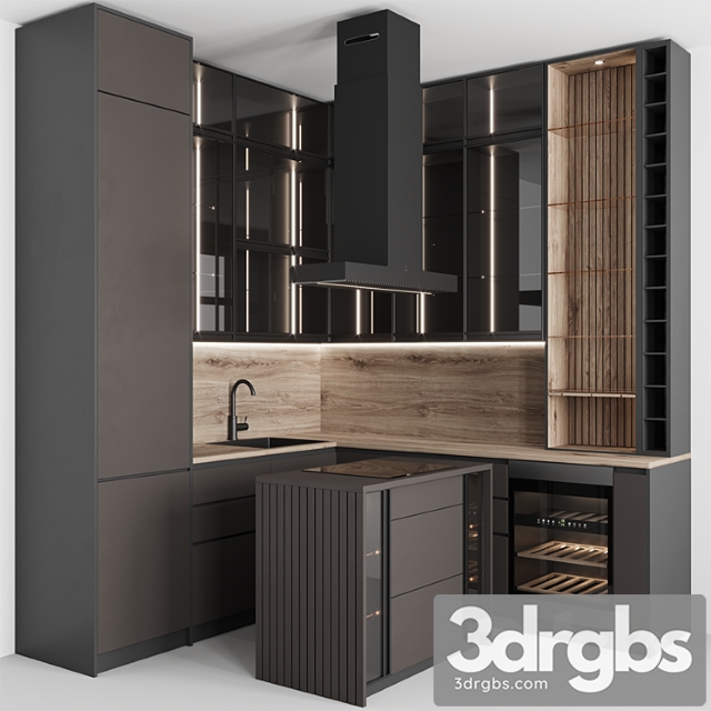 Kitchen 62 Chocolate 3dsmax Download - thumbnail 1