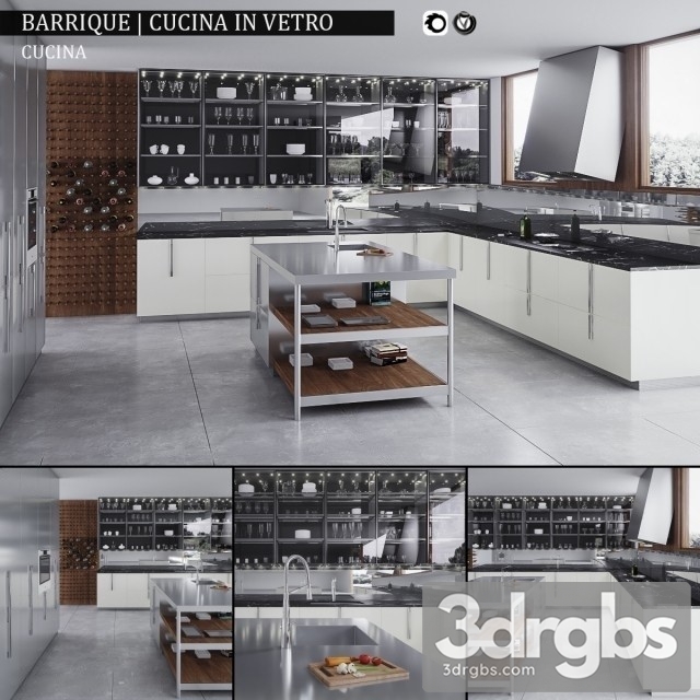 Kitchen Barrique Cucina Vetro 3dsmax Download - thumbnail 1