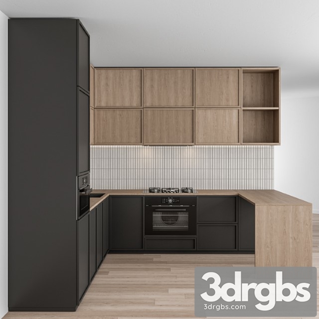 Kitchen modern – black and white with wood 50 - thumbnail 1