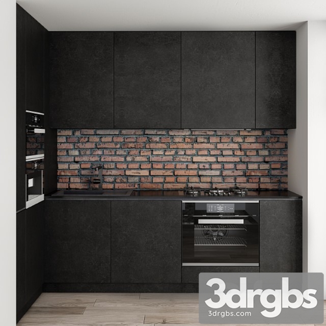 Kitchen modern brick wall 3dsmax Download - thumbnail 1