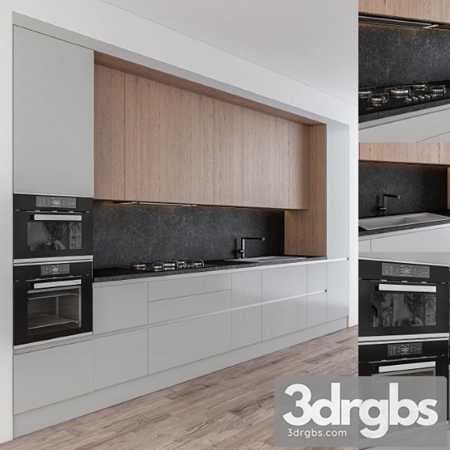 Kitchen modern – gray and wood 24 3dsmax Download - thumbnail 1