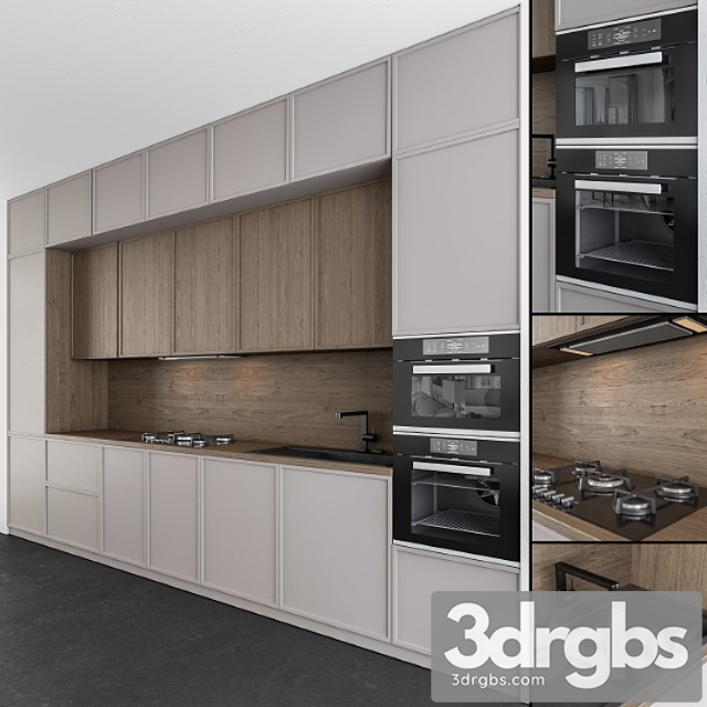 Kitchen Modern Gray And Wood 45 3dsmax Download - thumbnail 1