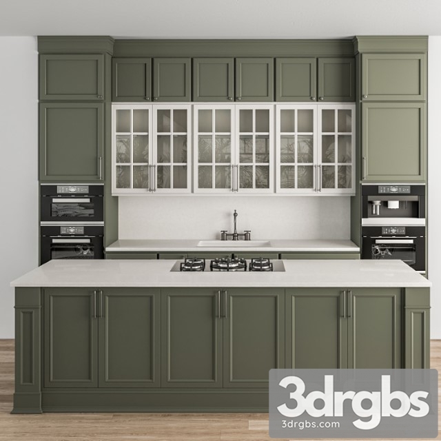 Kitchen Neo Classic Green and White Set 36 3dsmax Download - thumbnail 1