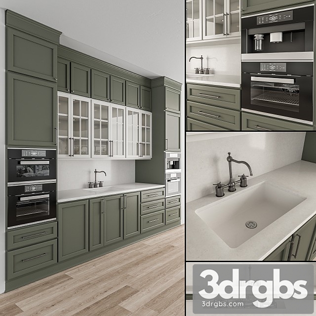 Kitchen Neo Classic Green and White Set 3dsmax Download - thumbnail 1