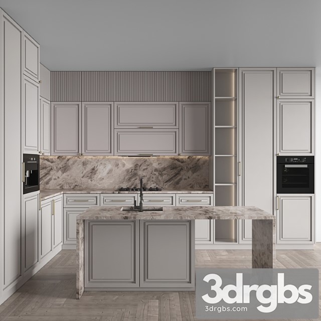 Kitchen Neoclassic 138 Corner Kitchen 3dsmax Download - thumbnail 1