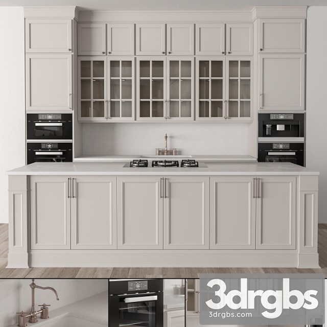 Kitchen neoclassic – cream set 24 3dsmax Download - thumbnail 1