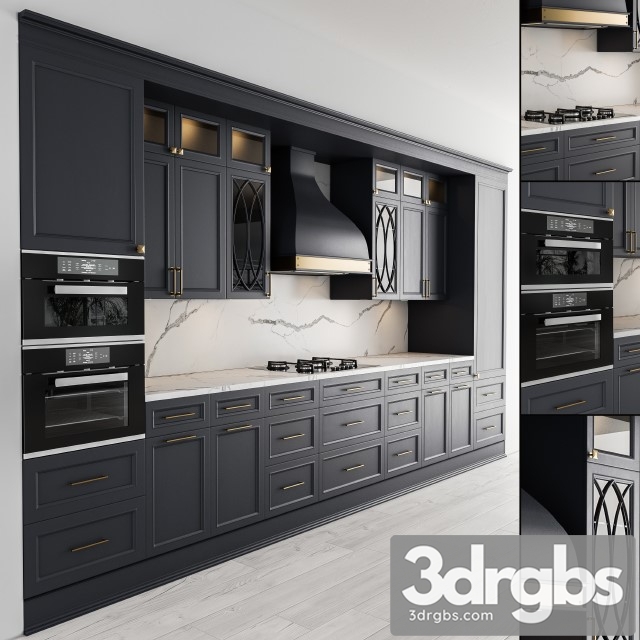 Kitchen NeoClassic Dark Gray Set 22 3dsmax Download - thumbnail 1