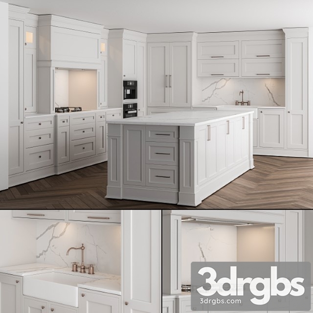 Kitchen neoclassic – white set 16 3dsmax Download - thumbnail 1