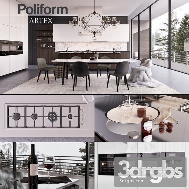 Kitchen Poliform Varenna Artex 3 3dsmax Download - thumbnail 1