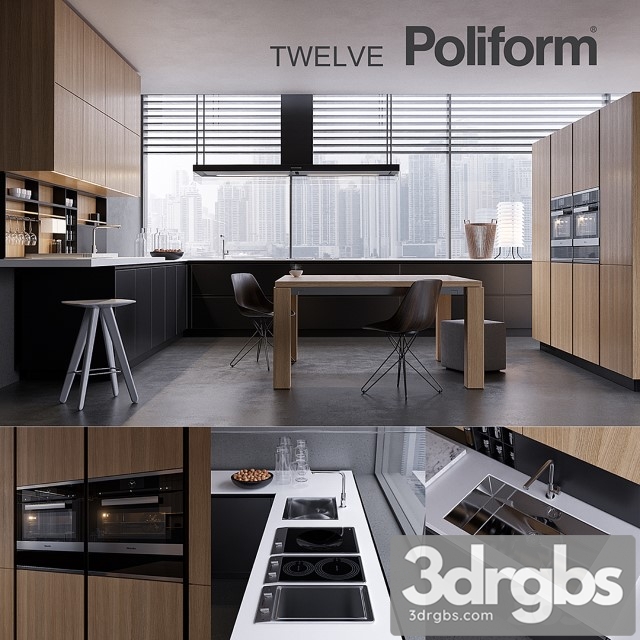 Kitchen Poliform Varenna Twelve 2 3dsmax Download - thumbnail 1