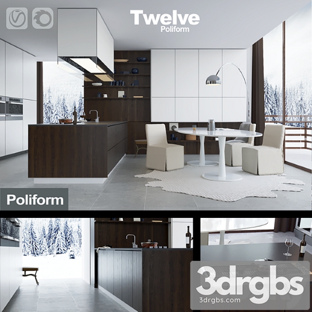 Kitchen Poliform Varenna Twelve Vray Corona 3dsmax Download - thumbnail 1