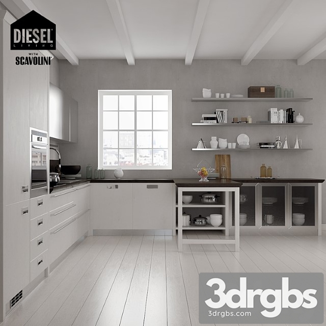 Kitchen scavolini diesel set 02 (v-ray3.6) 3dsmax Download - thumbnail 1