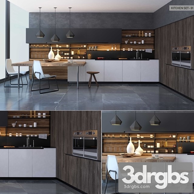 Kitchen Set 01 3dsmax Download - thumbnail 1