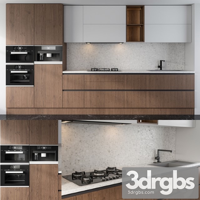 Kitchen White And Wood 3dsmax Download - thumbnail 1