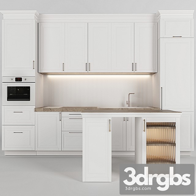 Kitchen with slats 3dsmax Download - thumbnail 1