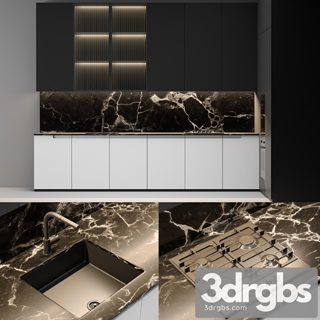 Modern black & white kitchen 3dsmax Download - thumbnail 1