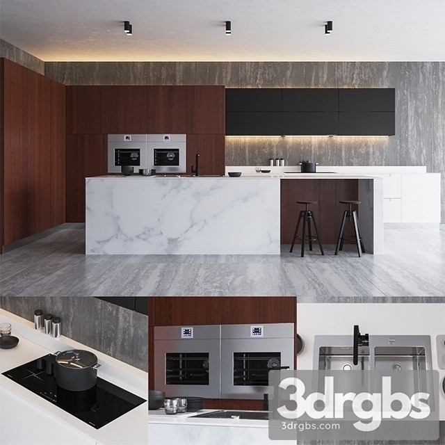 Modern Luxury Kitchen Cabinet 3dsmax Download - thumbnail 1