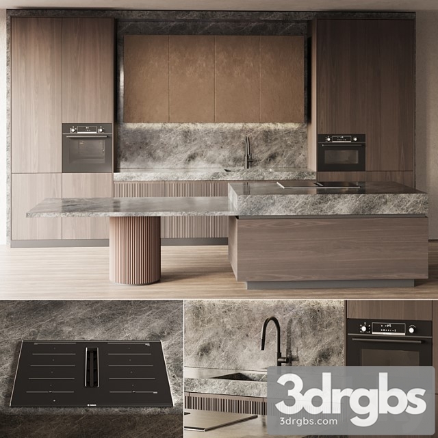 Modern Style Kitchen With Island Kitchen 05 3dsmax Download - thumbnail 1