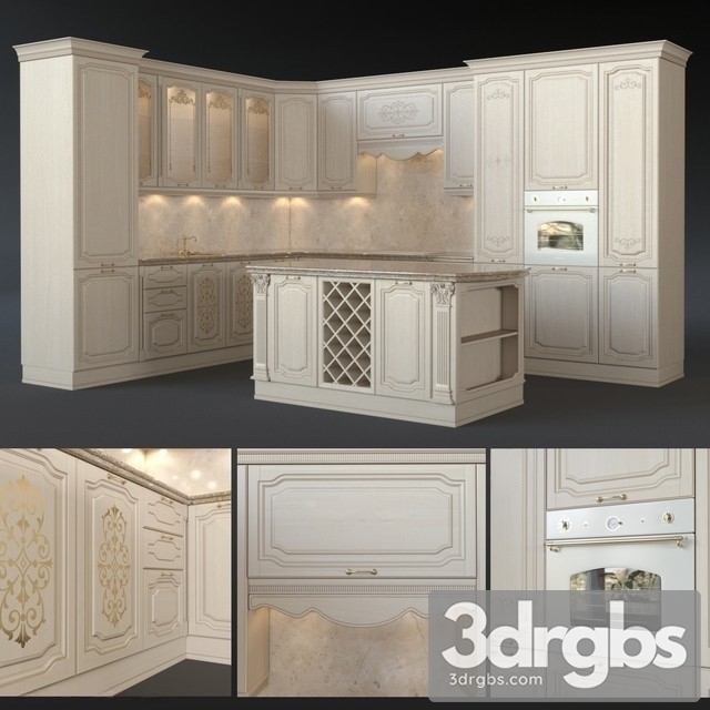 Neoclassic Kitchen Cabinet 2 3dsmax Download - thumbnail 1