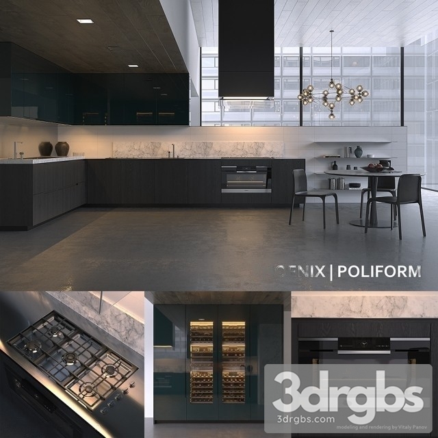 Poliform Kitchen Cabinet Varenna Phoenix 3 3dsmax Download - thumbnail 1