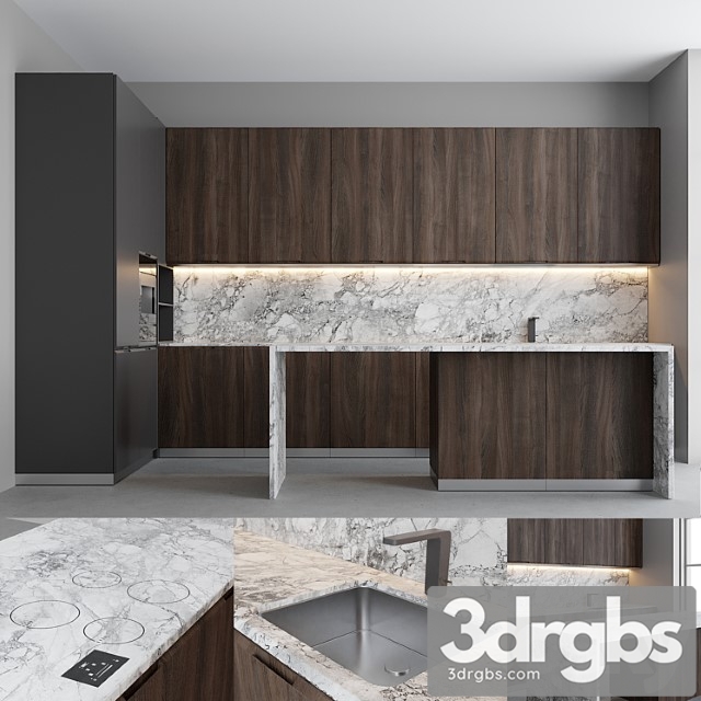 Porto Gray Kitchen 3dsmax Download - thumbnail 1