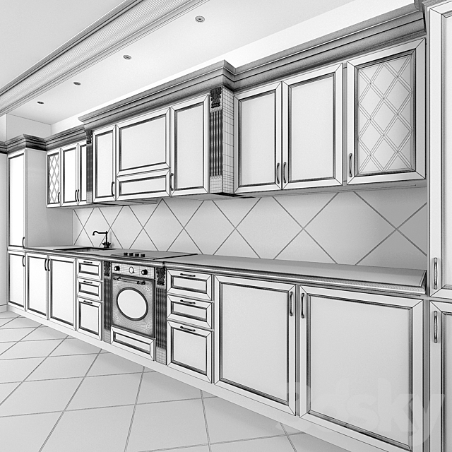 Kitchen classic. exclusive 3DSMax File - thumbnail 3