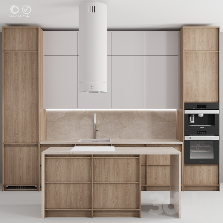 “Kitchen №121 “”Wood and Sand””” 3DS Max Model - thumbnail 1