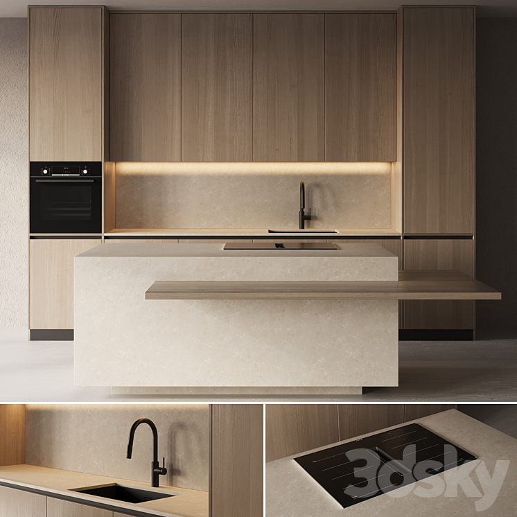 Kitchen in modern style Kitchen 02 3DS Max Model - thumbnail 1