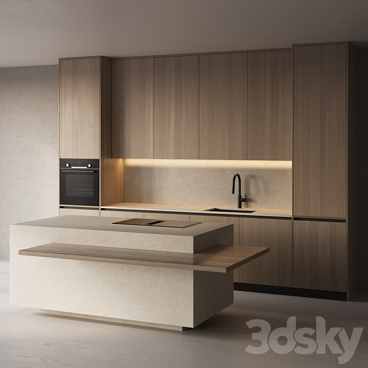 Kitchen in modern style Kitchen 02 3DS Max Model - thumbnail 2