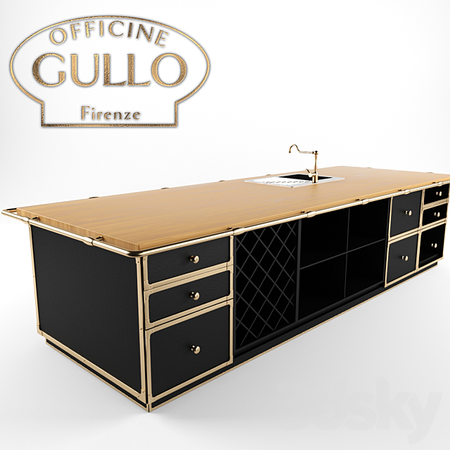 Kitchen island Officine Gullo – Antiques of the future 3DSMax File - thumbnail 2