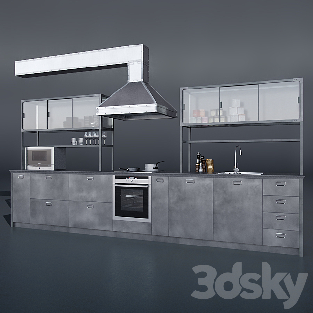 Kitchen Loft 3ds Max - thumbnail 1