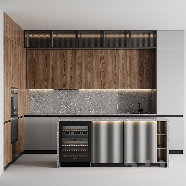 kitchen modern-002 3DS Max Model - thumbnail 1