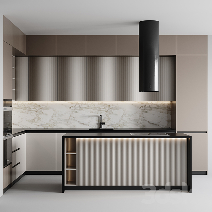 kitchen modern-004 3DS Max Model - thumbnail 1