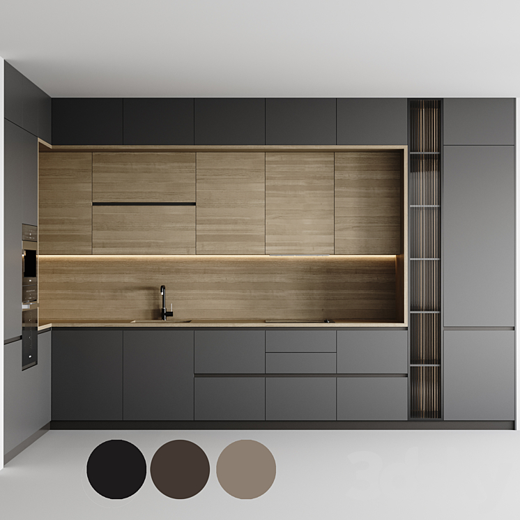 kitchen modern-009 3DS Max Model - thumbnail 1