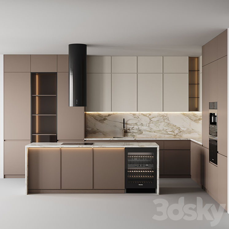 kitchen modern-019 3DS Max Model - thumbnail 1