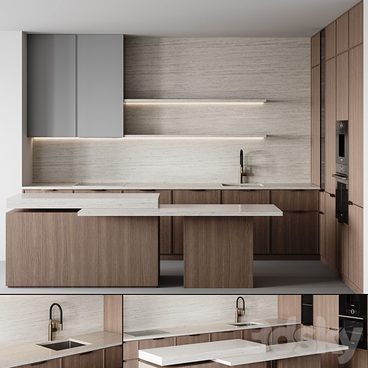 kitchen modern-025 3DS Max Model - thumbnail 1