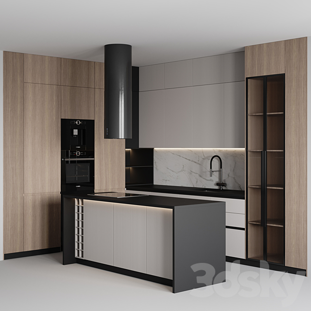 kitchen modern-042 3DS Max Model - thumbnail 2