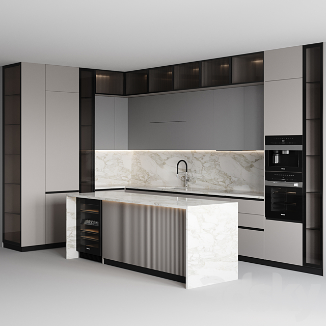 kitchen modern-044 3DS Max Model - thumbnail 2