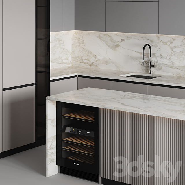 kitchen modern-044 3DS Max Model - thumbnail 3