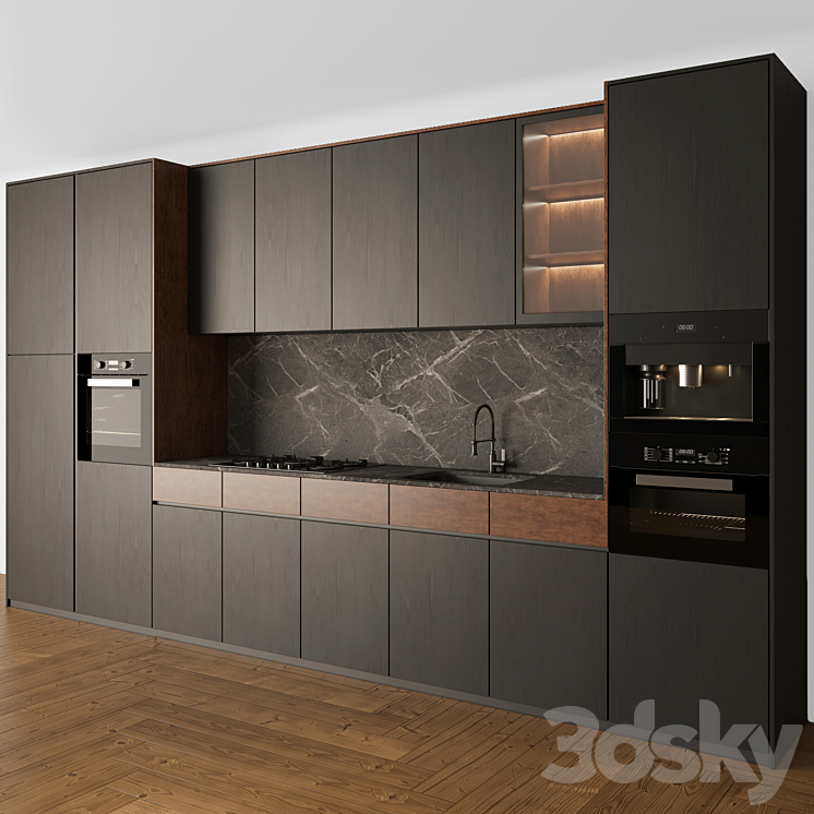 Kitchen Modern 05 Black & Wood 3DS Max - thumbnail 2