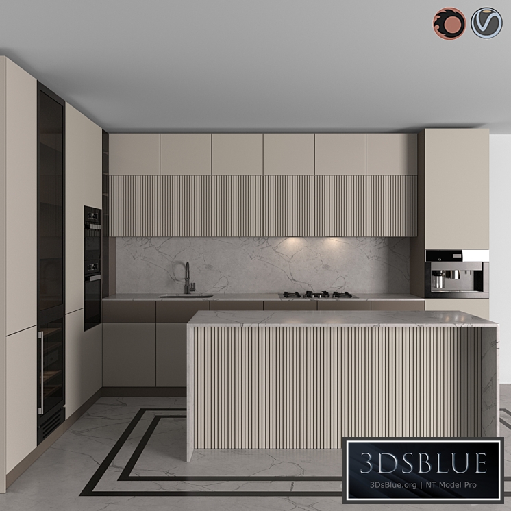 Kitchen Modern 06 (Corner Kitchen) 3DS Max - thumbnail 3