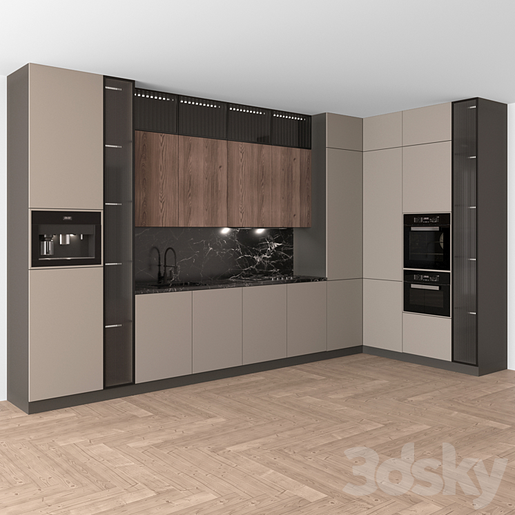 Kitchen Modern 16 (Corner Kitchen) 3DS Max Model - thumbnail 2