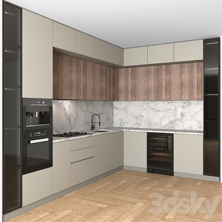 Kitchen Modern 26 (Corner Kitchen) 3DS Max Model - thumbnail 2