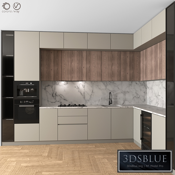 Kitchen Modern 26 (Corner Kitchen) 3DS Max - thumbnail 3