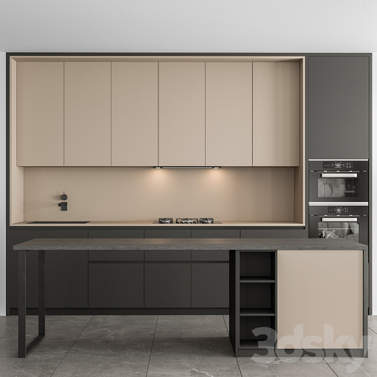 Kitchen Modern – Black and Cream Cabinets 73 3DS Max - thumbnail 1