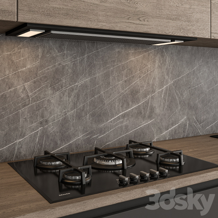 Kitchen Modern – Black and Wood 65 3DS Max - thumbnail 2