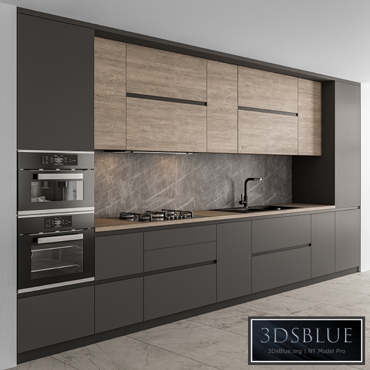 Kitchen Modern – Black and Wood 65 3DS Max - thumbnail 3