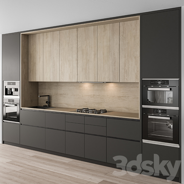 Kitchen Modern – Black and Wood Cabinets 83 3DSMax File - thumbnail 1