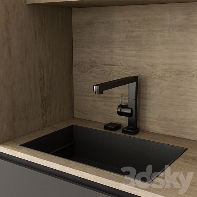 Kitchen Modern – Black and Wood Cabinets 83 3DSMax File - thumbnail 3